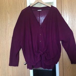 Maurice’s Waffle Knit Button Up Long Sleeve Top